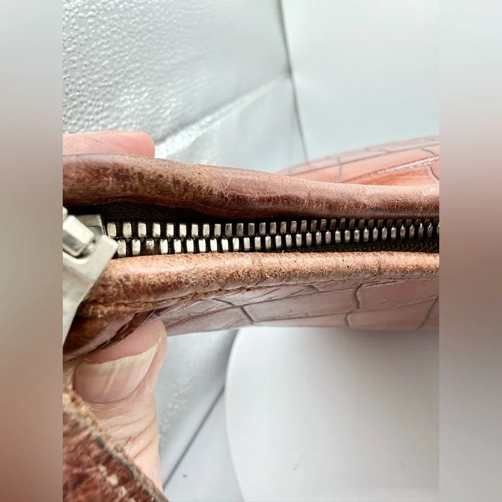 Vintage Dooney & Bourke Brown Croco Embossed Leather Hobo Bag + Wallet USA - Picture 12 of 16